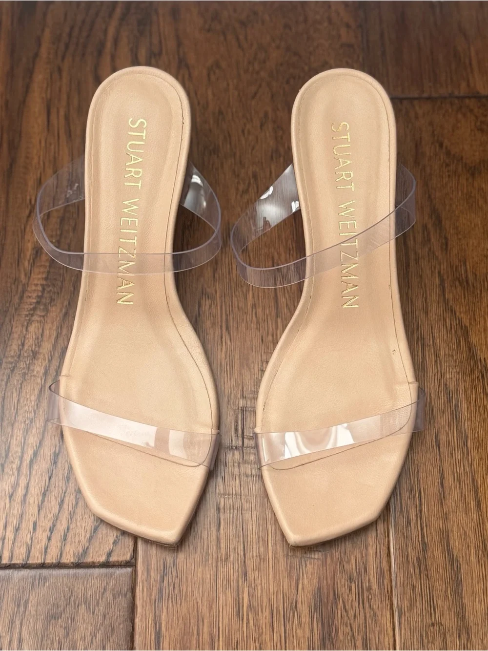Stuart Weitzman Lucite Clear PVC Wedge Sandals - Picture 2 of 5